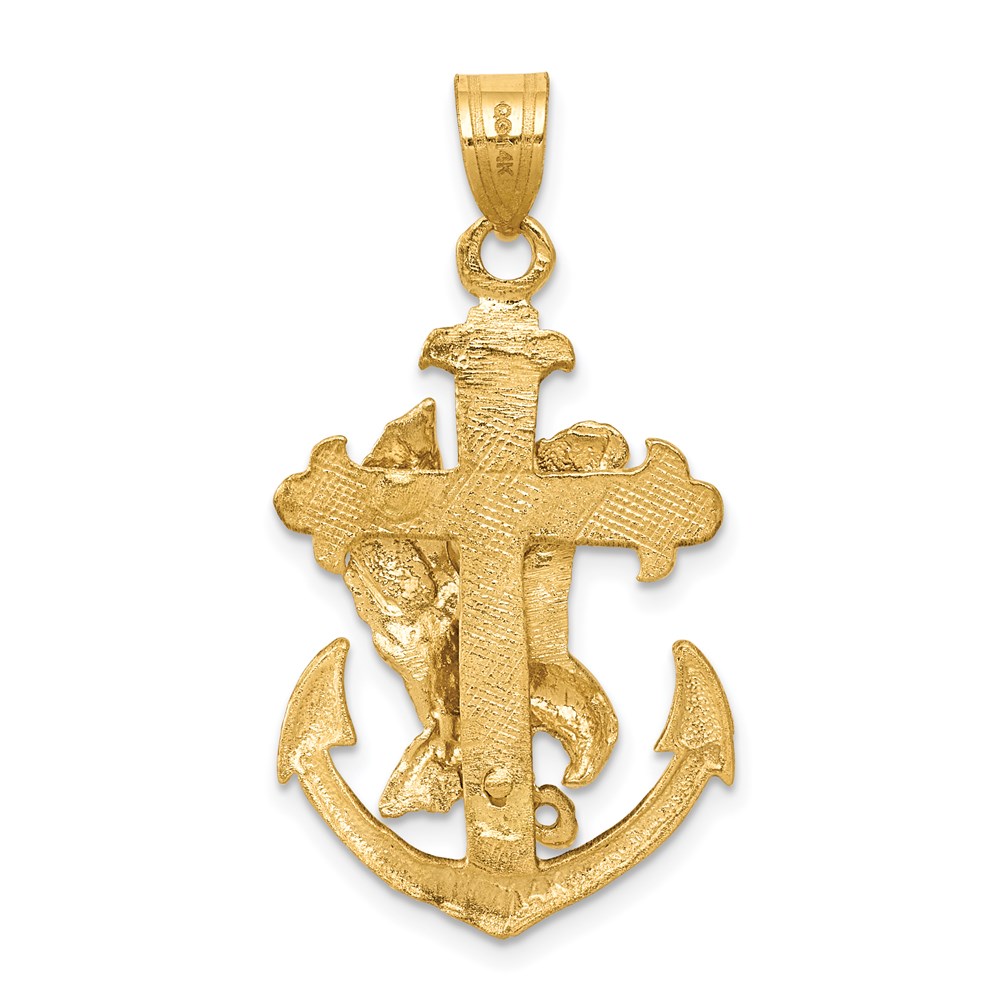 14k Mariners Cross w/Eagle Pendant Diamonds by