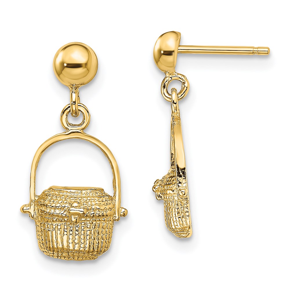 14K Nantucket Basket Earrings Diamonds by