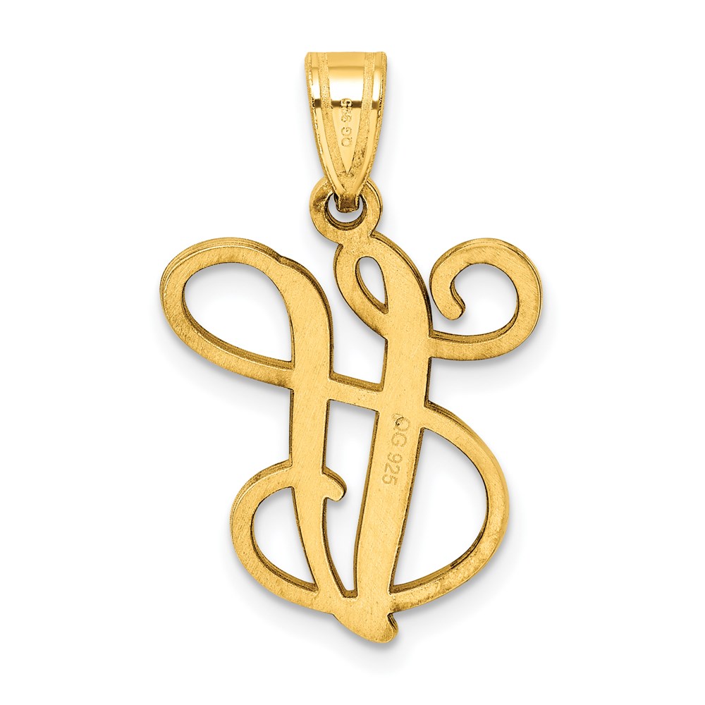14KY Script Letter V Initial Pendant - Diamonds by Monet