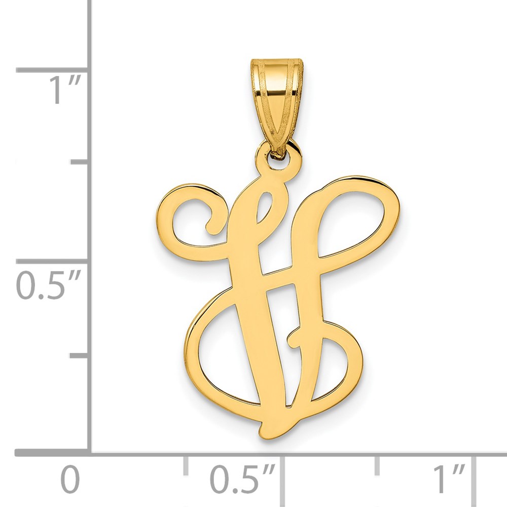 14KY Script Letter V Initial Pendant - Diamonds by Monet