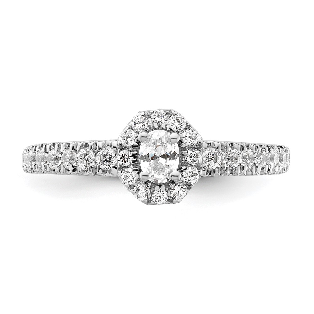 Two Promises 14k White Gold Diamond Oval Halo Complete Engagement Ring Diamonds by