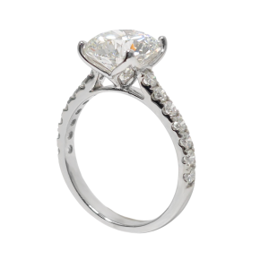 Alternative view of Round 2.47 CT Lab Diamond 4 prong Tulip Cathedral in 14k White Gold