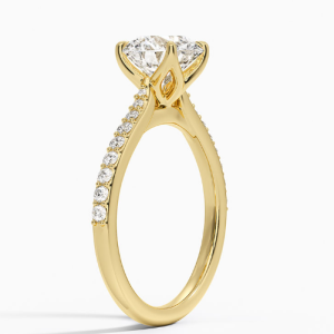 14k Yellow Gold 1.3ct Round Brilliant Natural H/VS2 Size 6.25 1/2 Eternity 4 Prong Tulip Head